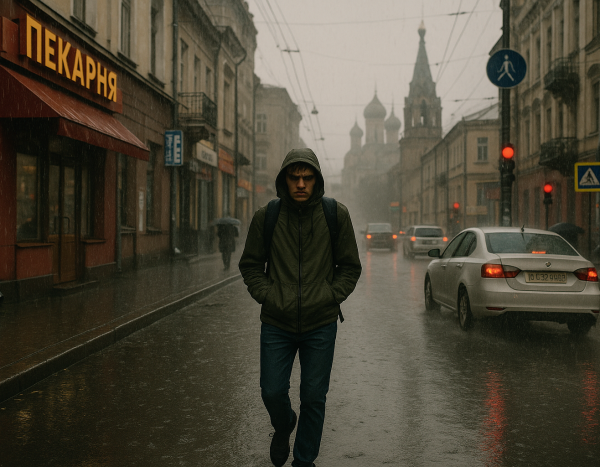 Улица города во время сильного дождя как пример форс-мажора